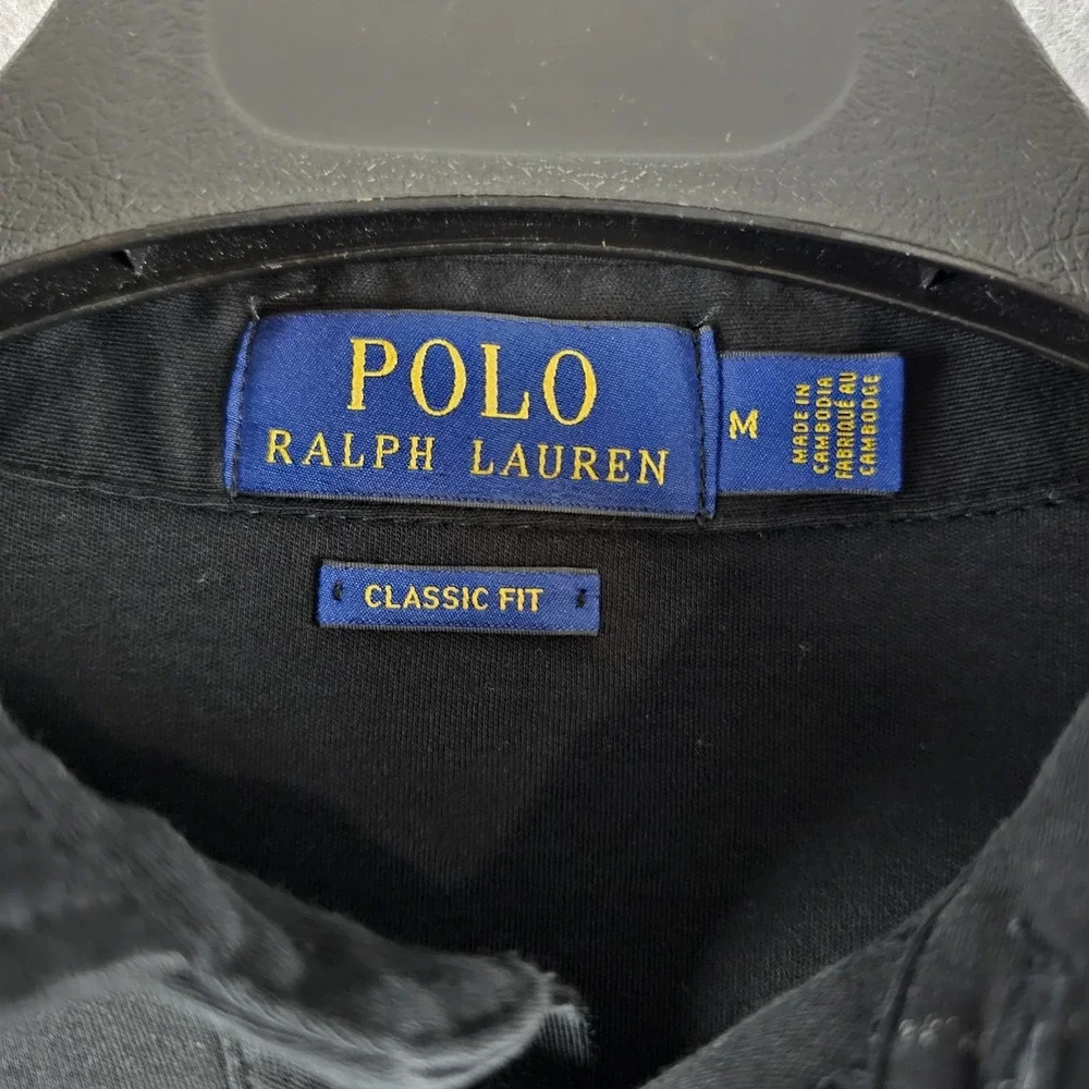 polo ralph‎ lauren shirt mens medium m black small pony classic fit